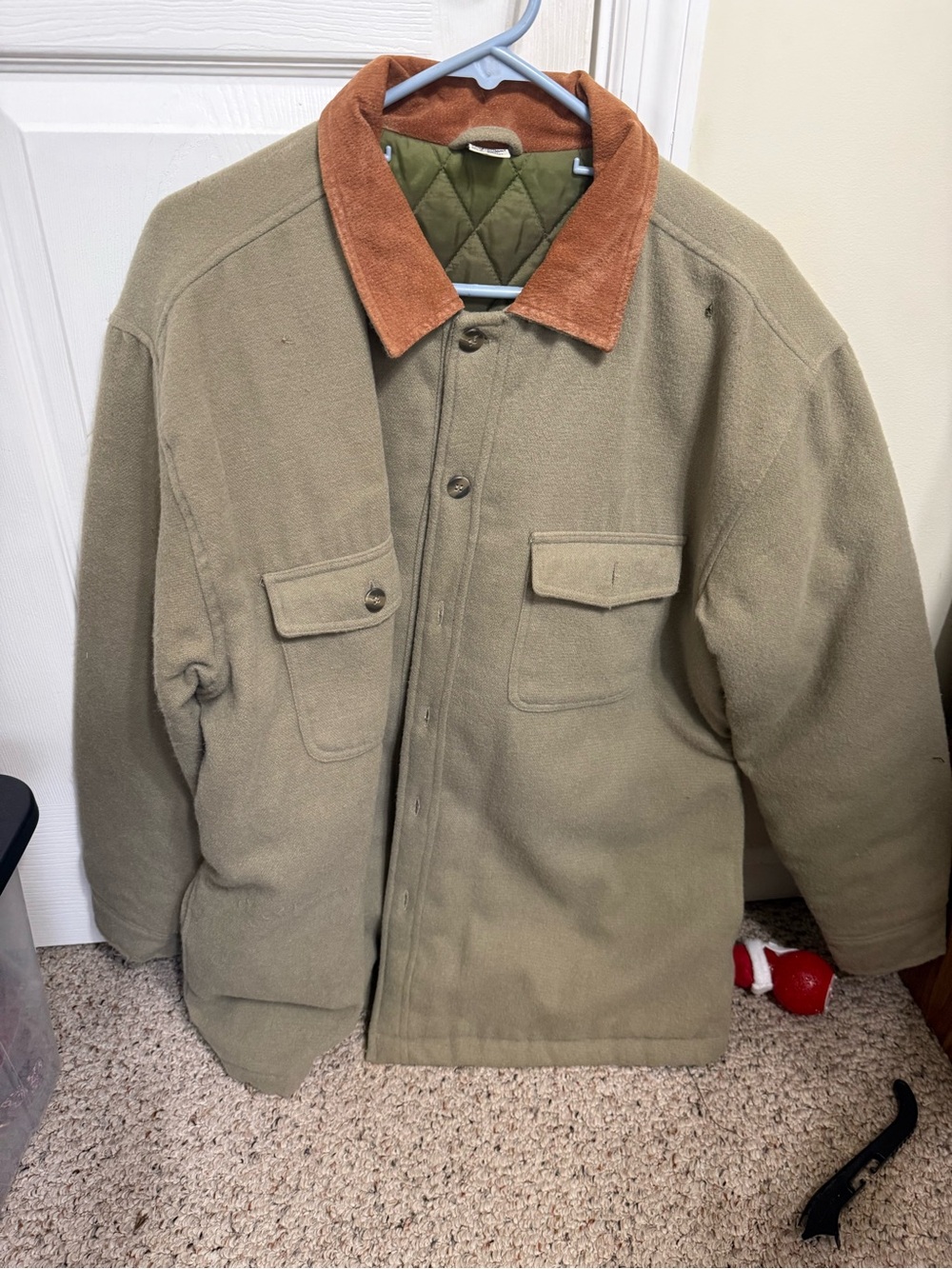 Vintage Marlboro Gear Chore Coat Mens XL Beige Quilted Barn Jacket